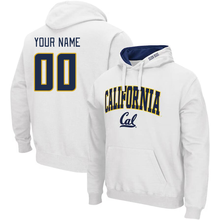 Custom Cal Bears Name And Number College Hoodie-White - Click Image to Close